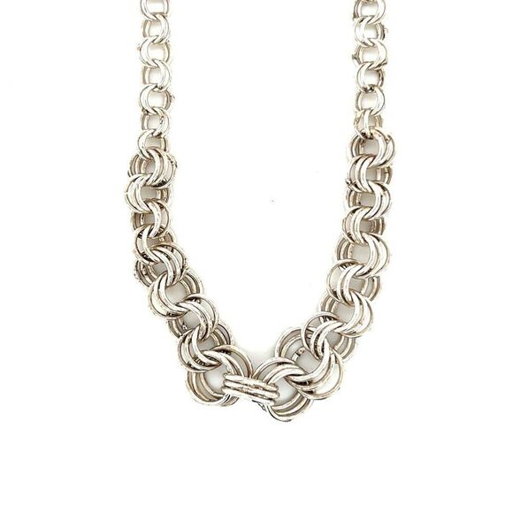 925 Silver Circle Link Necklace - Picture 1 of 4